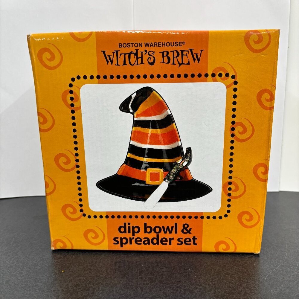 Vintage Boston Warehouse Witches Brew Dip Set Bowl and Spreader Original Box